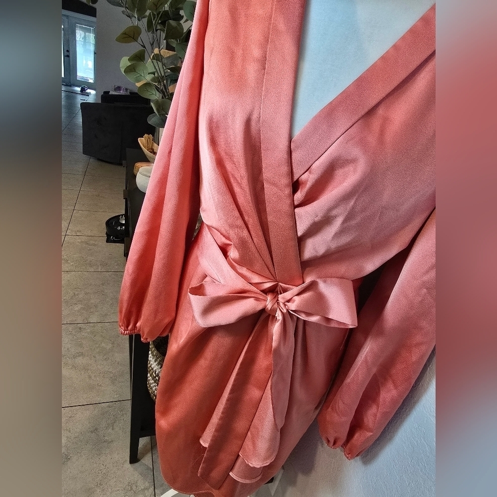 Alex Marie Coral Long Sleeve Wrap Dress Size 10 - Picture 7 of 7